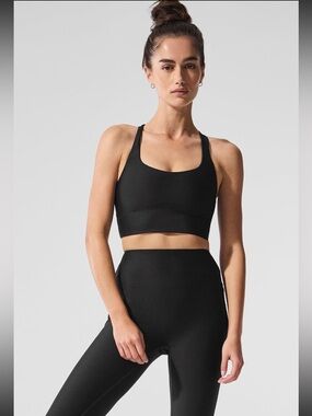 Alo Yoga Airlift Intrigue Crop Tank Olive Green Size Small Strappy Back
